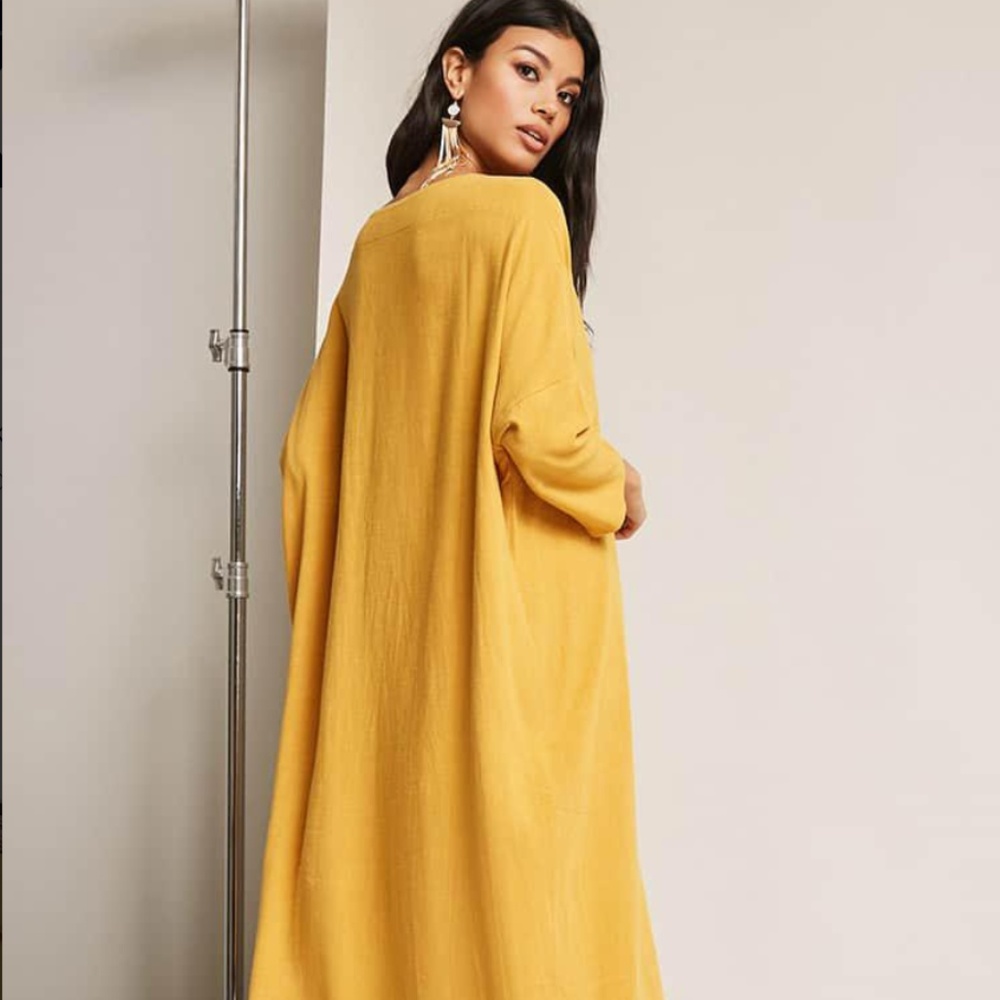 Mustard Linen-blend Shift Dress - Picture 3 of 10